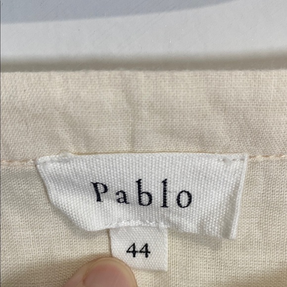 Pablo Cream Relaxed 100% Cotton Button Down Blouse Crocheted- French Importation - Picture 2 of 8